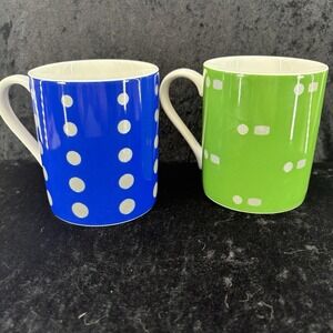 Mikasa Cheers Mug Lot Of 2 Blue And Green‎ Dot